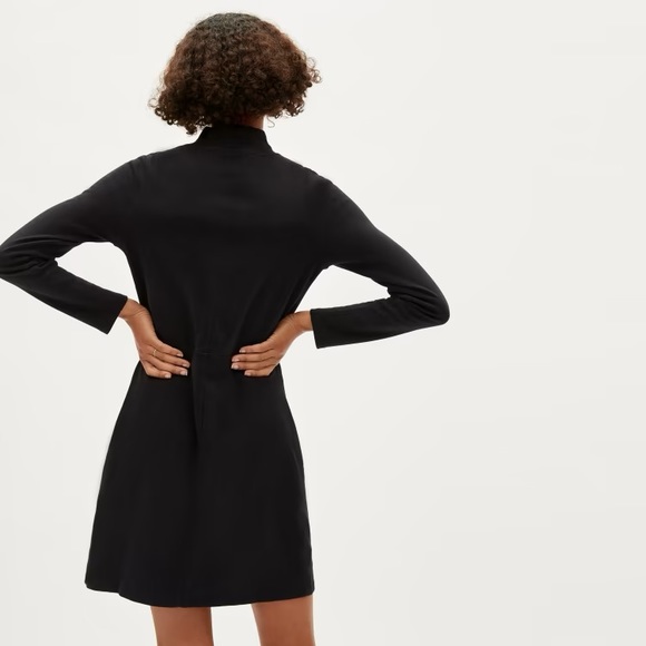 EVERLANE The Cotton Mockneck Dress in Black Long Sleeve Mini Length Small NEW - Picture 4 of 8